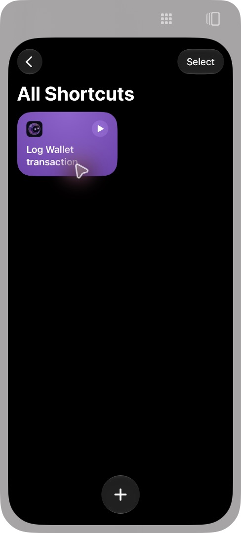 Una sola automatización guardada con el nombre Log Wallet transaction